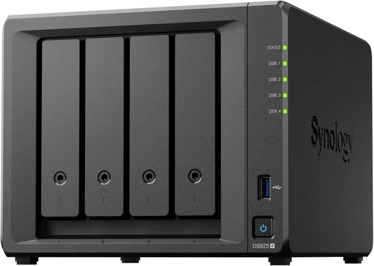 NAS storage appliance on a workbench during pre-deployment RAID build and bad-sector surface scanning